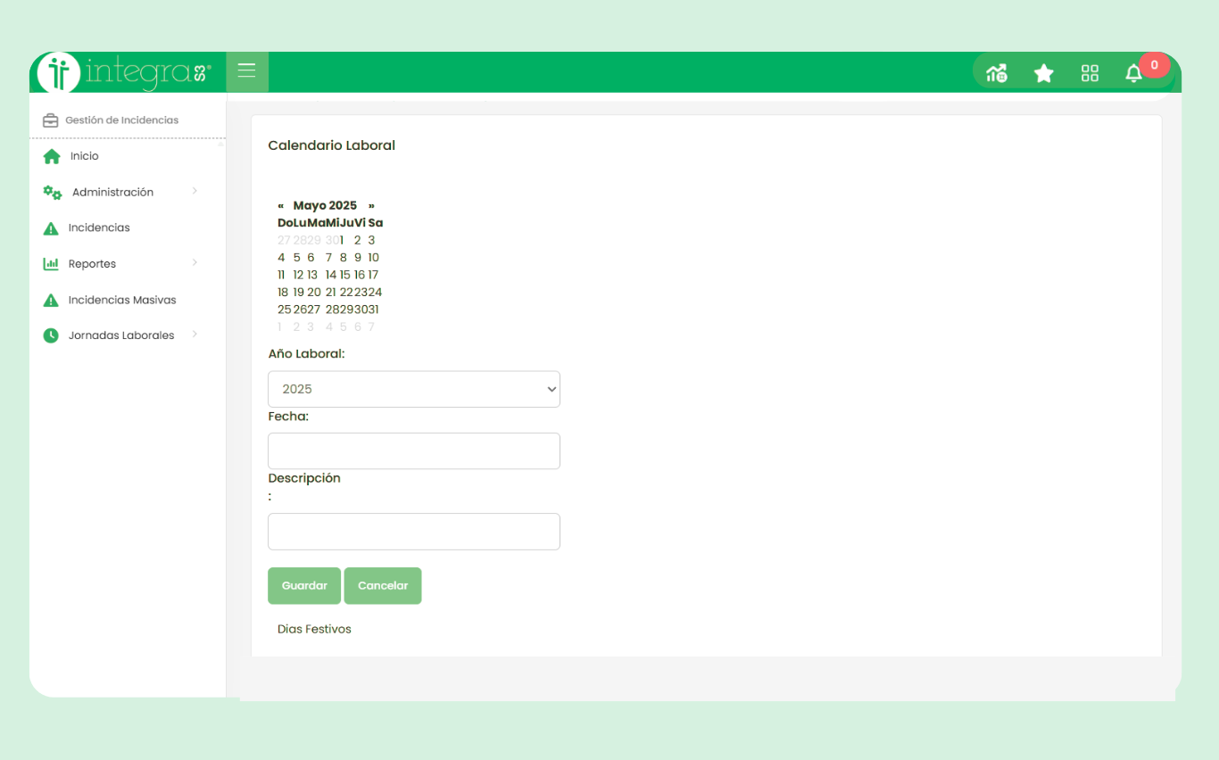 Registro de incidencias