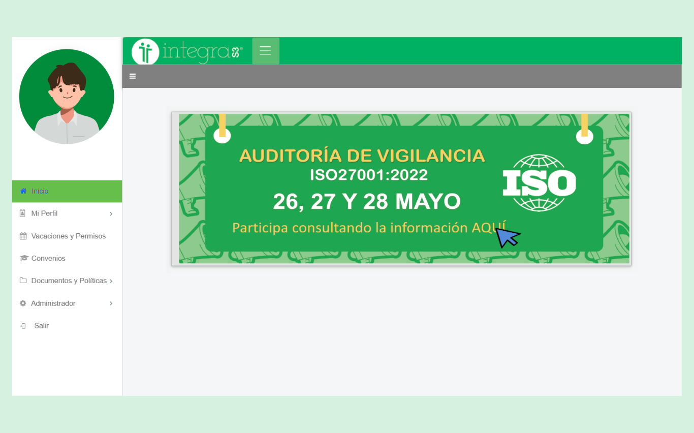 Vista de administración